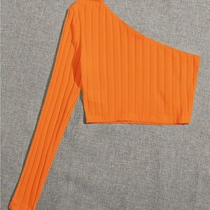 Orange One-Shoulder Crop Top